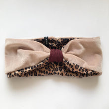 Indlæs billede til gallerivisning Leopardpandebånd i velour med beige velour