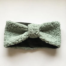 Indlæs billede til gallerivisning Pandebånd i blødt teddybear i mint med army Stretch
