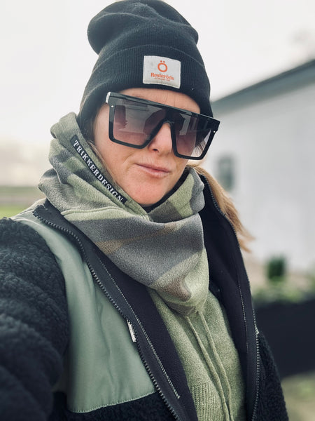 Balaclava i camouflage farvet polar fleece.