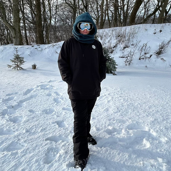 Balaclava i petrol Teddy med sort fleece.