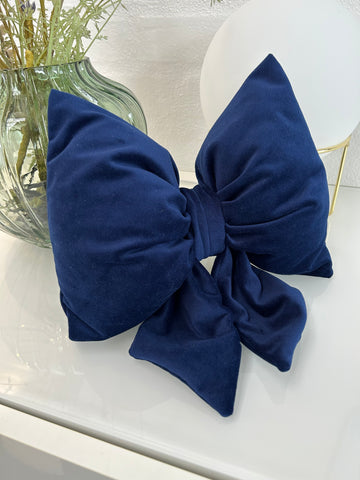 Lille velour sløjfe i kobolt blå.