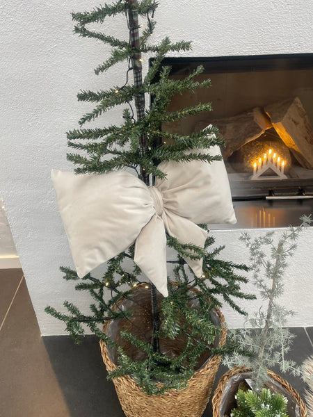 Kæmpe julesløjfe i råhvid velour med fyld.