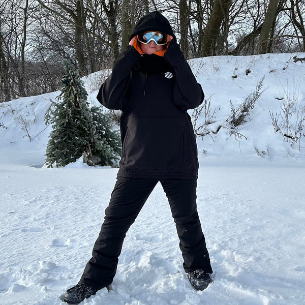 Balaclava i sort Teddy med orange fleece.