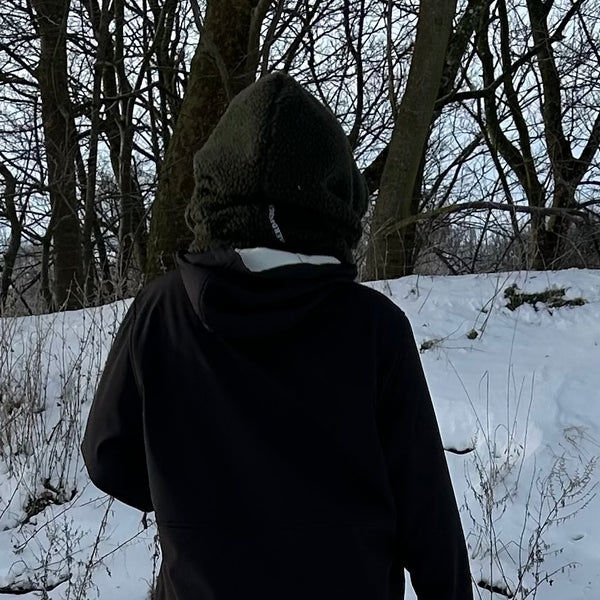 Balaclava i army Teddy med camouflage fleece.