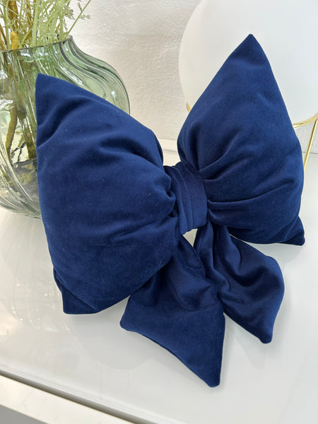 Lille velour sløjfe i kobolt blå.