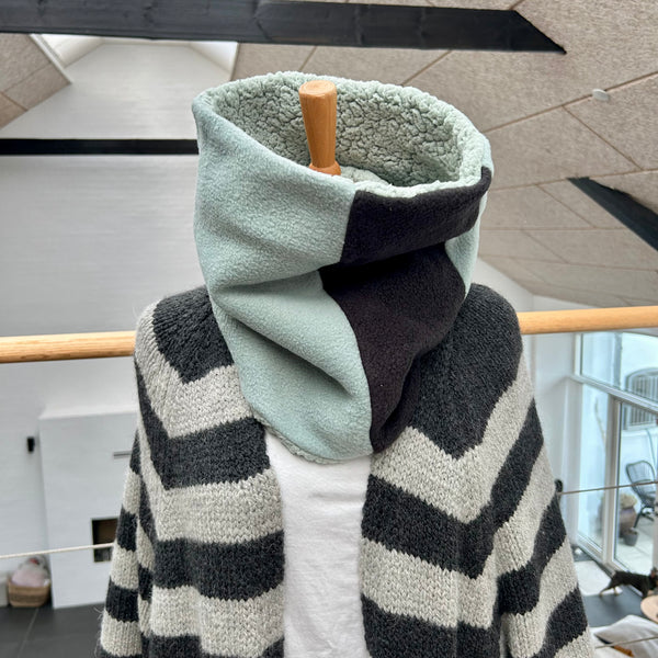 Halsedisse i blødt jadegrønt teddybear med forskelligt fleece