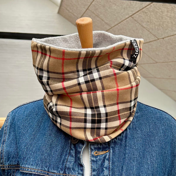 Halsedisse i tern med lysegråt fleece