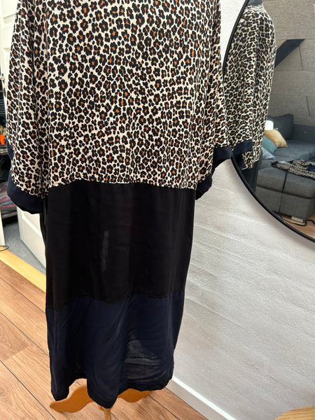 Kimono i dyreprint og blå viscose str.m/l