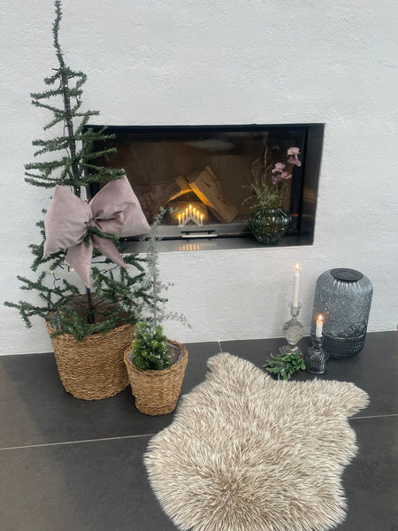 Kæmpe julesløjfe i Rosa velour med fyld.