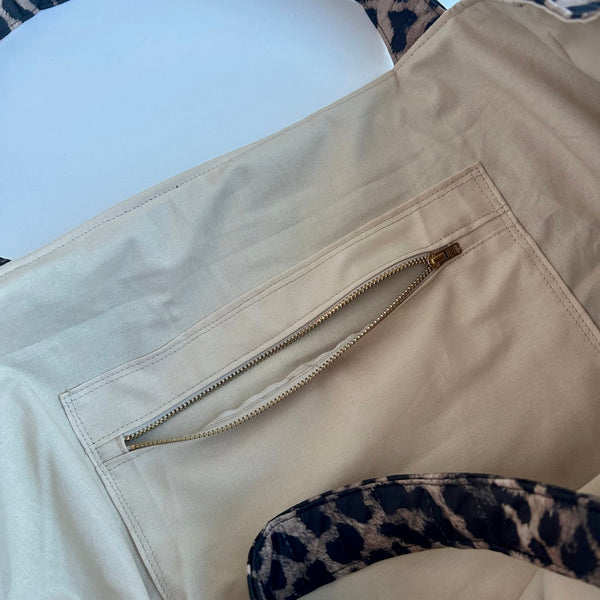 Shopper i quiltet dyreprint