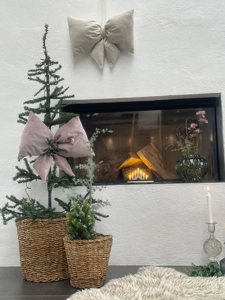 Kæmpe julesløjfe i Rosa velour med fyld.