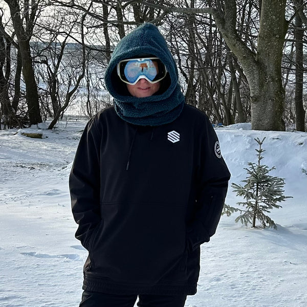 Balaclava i petrol Teddy med sort fleece.