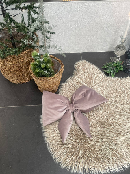Kæmpe julesløjfe i Rosa velour med fyld.