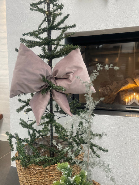 Kæmpe julesløjfe i Rosa velour med fyld.