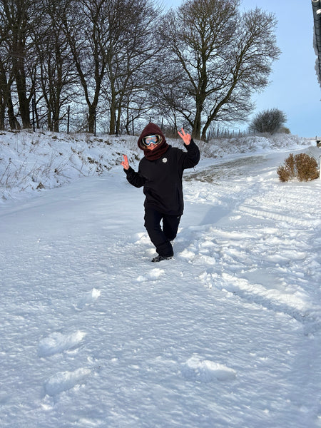 Balaclava i brunt Teddy med beige fleece.