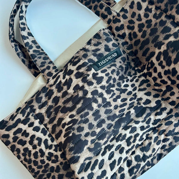 Shopper i quiltet dyreprint