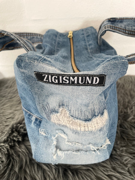 Denim Makeup/toilettaske i denim med slid