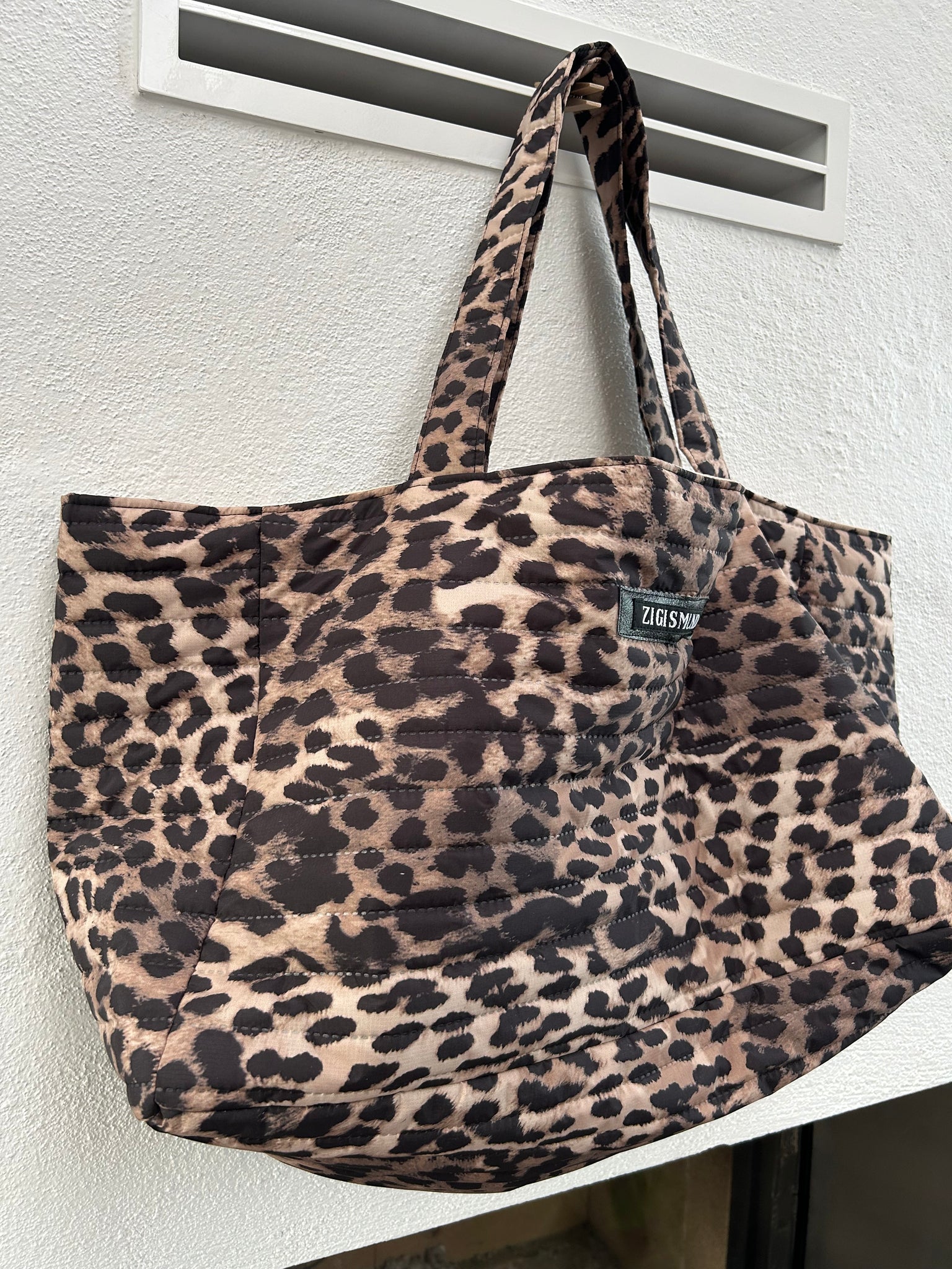 Shopper i quiltet dyreprint