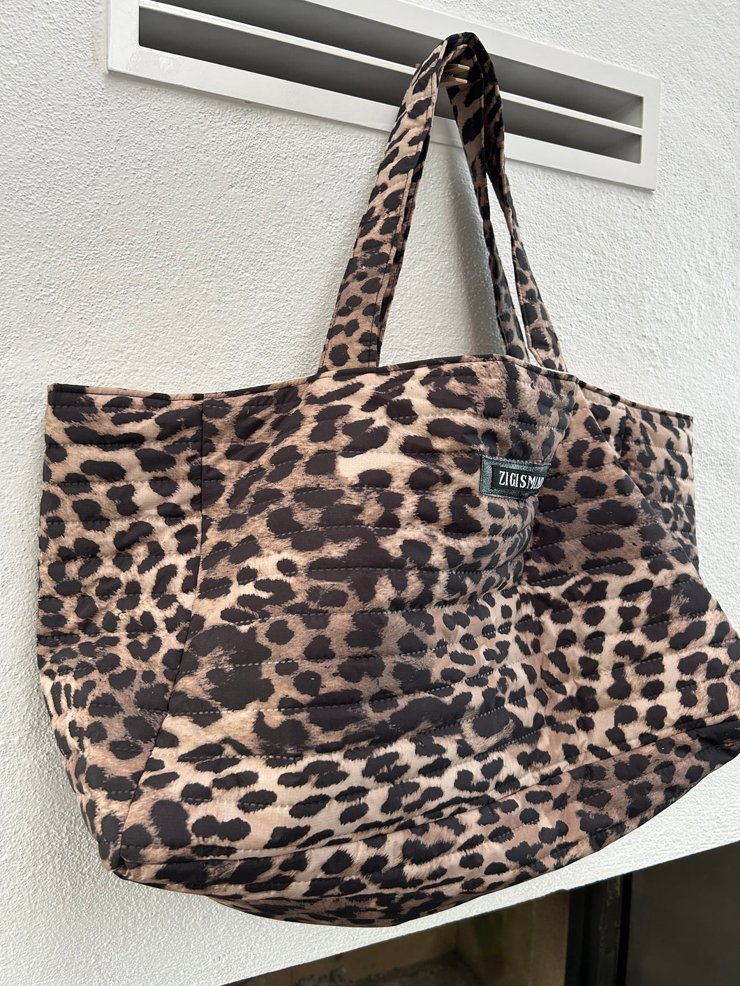 Shopper i quiltet dyreprint