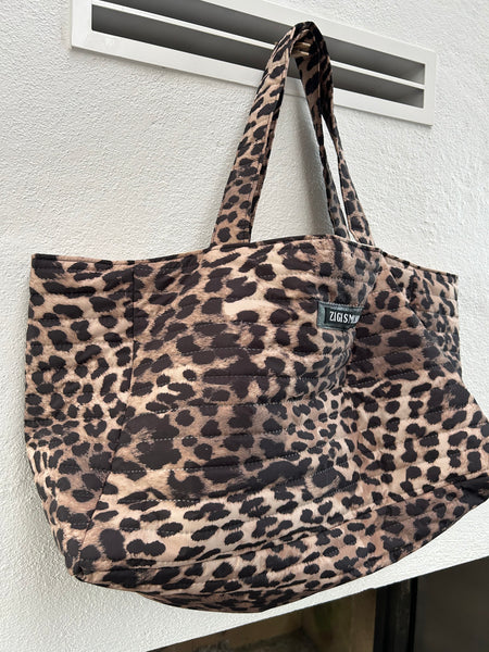 Shopper i quiltet dyreprint