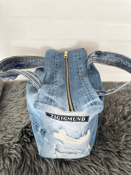Denim Makeup/toilettaske i denim med slid