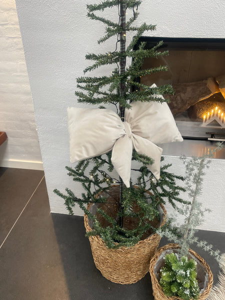 Kæmpe julesløjfe i råhvid velour med fyld.