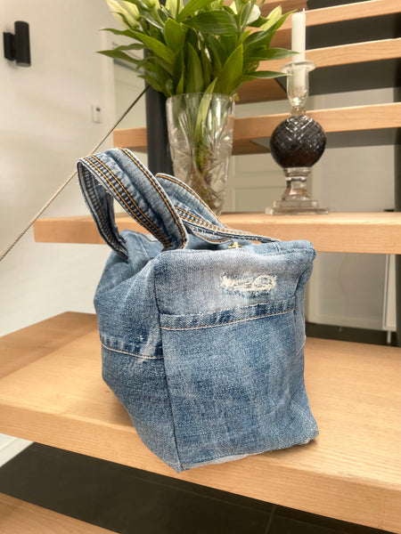 Denim Makeup/toilettaske i denim med slid