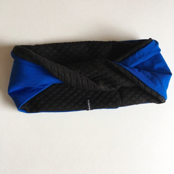 Pandebånd med "kobolt blåt" jersey og sort stretch - TrikkerDesign