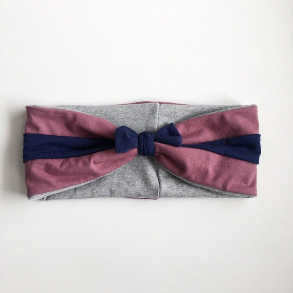 Pandebånd i blå, grå og rosa jersey - TrikkerDesign