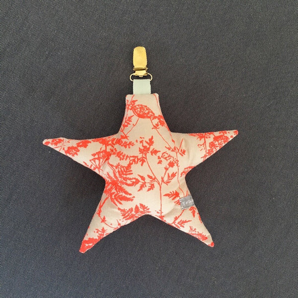 Barnevogns clips med stjerne i nude med orange blade - TrikkerDesign
