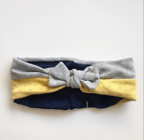 Pandebånd i blå/grå og gul - TrikkerDesign