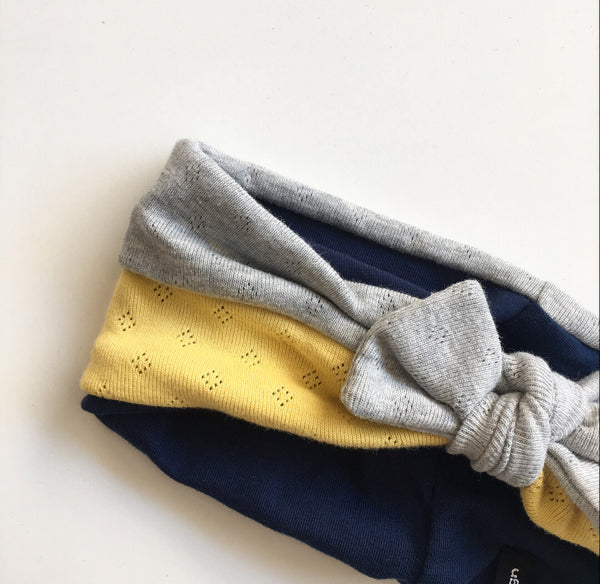 Pandebånd i blå/grå og gul - TrikkerDesign