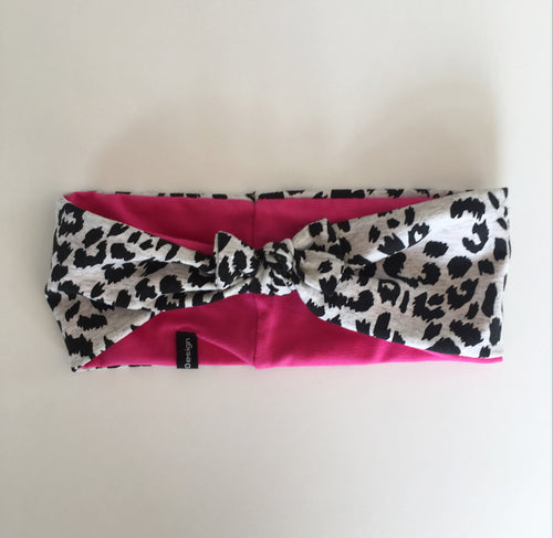 Pige Pandebånd i pink og leopard.str. 8-14 år. - TrikkerDesign