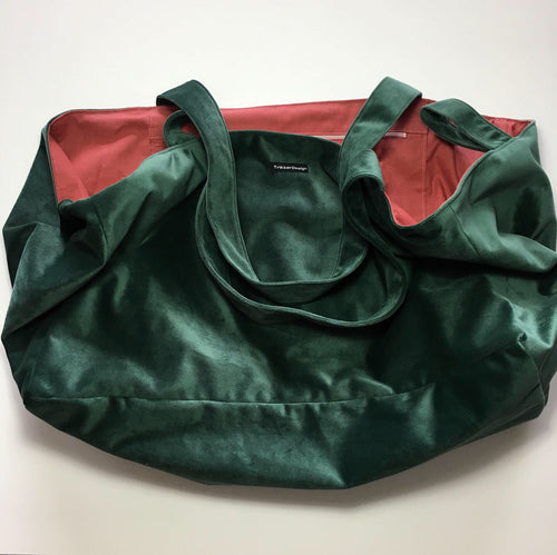 Unika shopper i grøn velour - TrikkerDesign