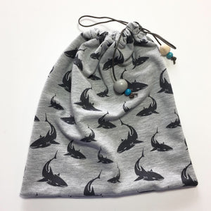 Øretelefon pose/ Tøjpose med hajer - TrikkerDesign