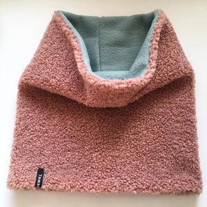 Halsedisse i rosa teddybear med mint fleece