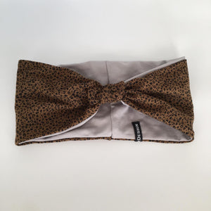 Pandebånd i brun leopard jersey og grå jersey - TrikkerDesign