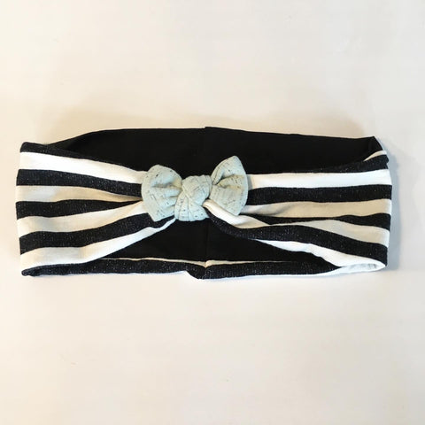 Pandebånd med striber og mint sløjfe - TrikkerDesign